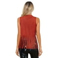 thumbnail image 2 of TiaoBug Womens Cowgirl Sleeveless Fringe Waistcoat Jacket Cowboy Tassel Vest Tank Tops Red S, 2 of 5