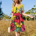 thumbnail image 2 of Flower Power Short Sleeved Dress Summer Dresses Birthday Dress for Women Luxury 2025 Dress Party Night, 2 of 6