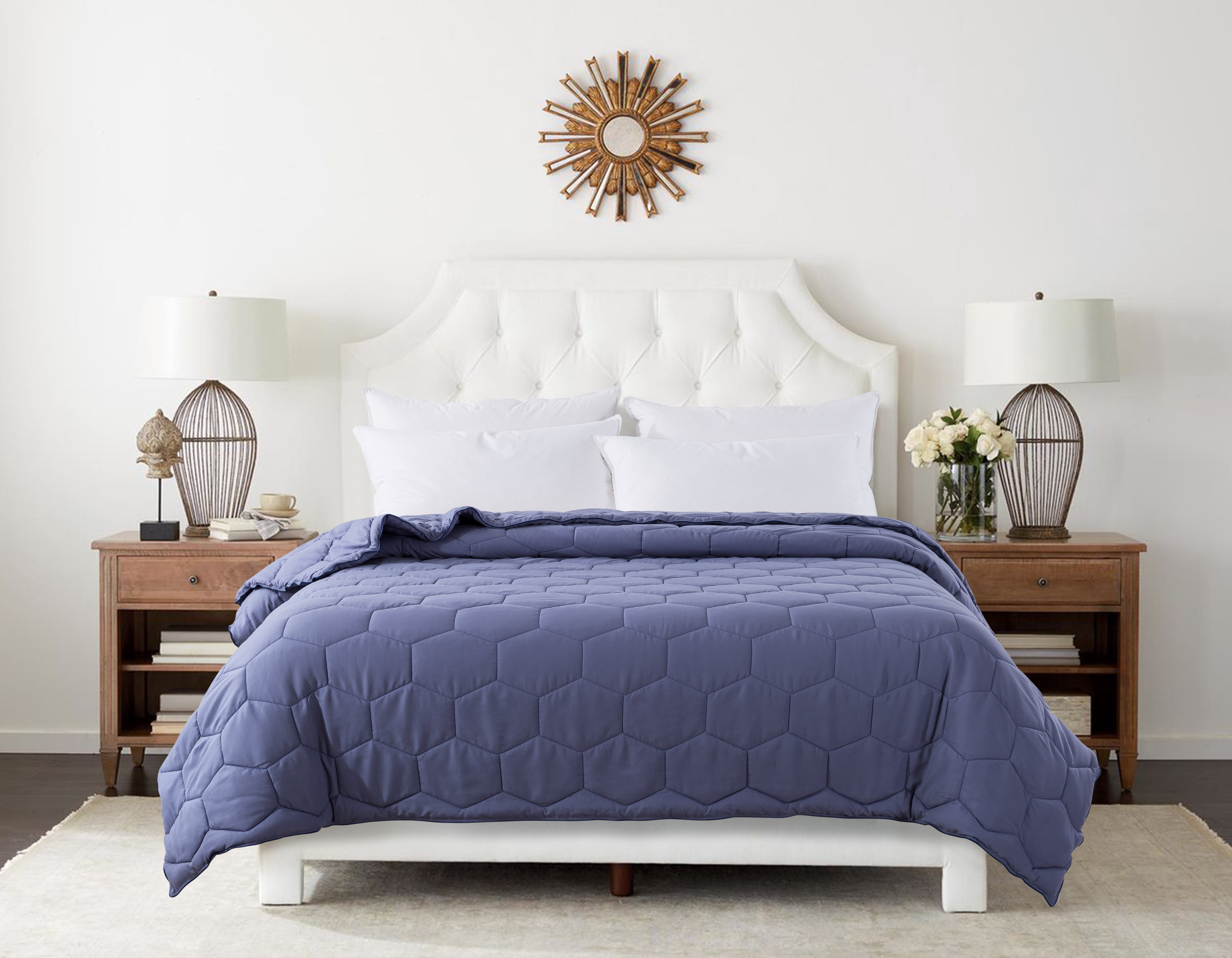 St. James Home Honeycomb Down Alternative Bed Blanket, Blue Granite, Full/Queen