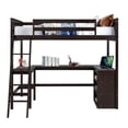 thumbnail image 2 of Aukfa Full Size Loft Bed with Desk and Shelves, Solid Wood Platform Loft Bed for Kids Teens Dorm - Espresso, 2 of 8