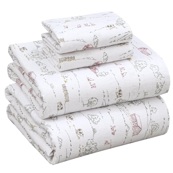 RUVANTI Flannel Sheets Full Size - 100% Cotton Double Brushed Bed Sheets Set, Deep Pockets 16 Inches, All Seasons Breathable & Extra Soft Full Sheets, Warm & Cozy, 4 Piece, Rustic Homestead