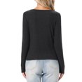 thumbnail image 3 of INSPIRE CHIC Knit Top for Women's Long Sleeve Button Fitted Solid Casual Blouse M Grey, 3 of 6