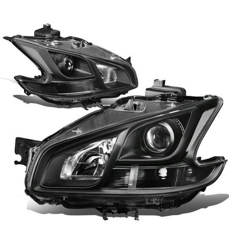 99 Nissan Maxima Euro Headlights - For 2009 to 2014 Nissan Maxima Pair Projector Headlight Black Housing Clear Side Headlamps 10 11 12 13 Left+Right