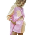 thumbnail image 3 of ITFABS Women Blouses, Stripes Splicing Turn-Down Collar Long Sleeves Shirt, 3 of 7