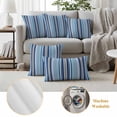 thumbnail image 6 of Blue Green Striped Outdoor Waterproof Pillow Covers, Colorful Abstract Vertical Lines Art Decorative Square Throw Pillowcase Sofa Cushion Sham for Patio/Couch/Chair, 20"x20" 2 Pack, 6 of 8