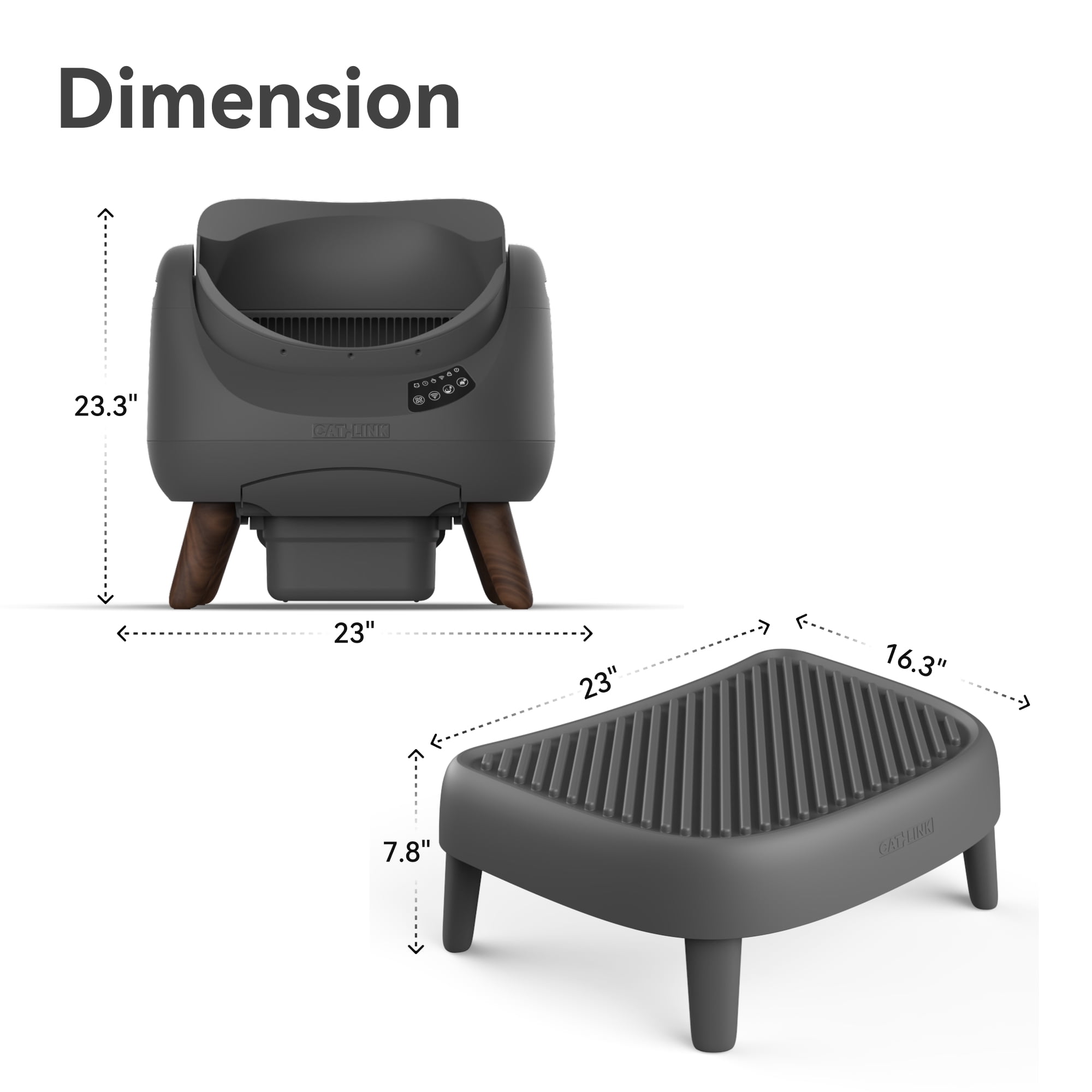 CATLINK Pet Ramp for Open Top Automatic Cat Litter Box, Suitable for Senior, Kitten, Obese Cats, Easy Access Step with Litter Trapping Design, Grey