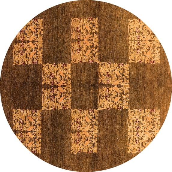 Ahgly Company Indoor Round Oriental Orange Industrial Area Rugs, 8' Round