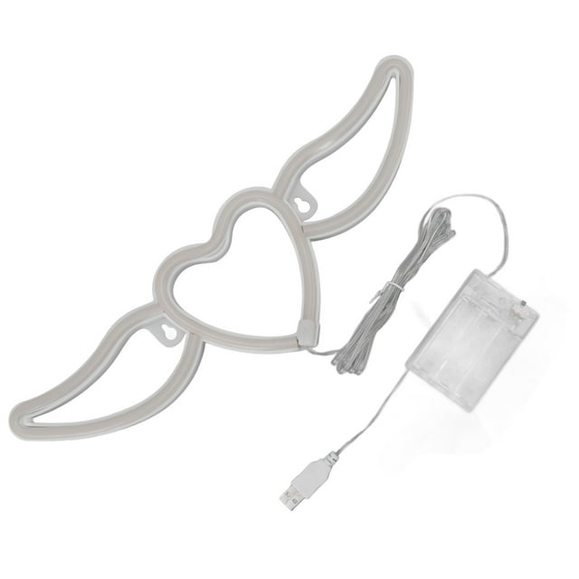 Neon Wall Light, Exquisite Easy Installation LED Neon Light Heart Shaped Wing Shape for Party Decorations