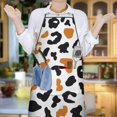 thumbnail image 6 of White and Orange Of Leopard Print Apron-Garden Aprons for Women with Pockets-Cotton Linen Waterproof Kitchen Cooking Gardening Aprons Adjustable for Kitchen,Cooking,BBQ and Salon 33x27 Inch, 6 of 7