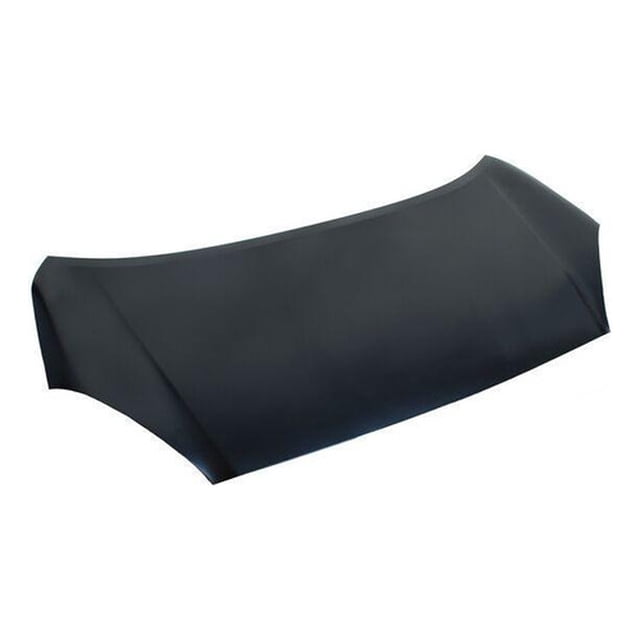 cofre nissan march 2012 2013 2014 2015 2016 2017 2018 2019 2020 genérica cofre negro, vista frontal centrada del cofre para Nissan March 2012–2020, silueta completa y superficie lisa visible; especificación indica lado conductor izquierdo y pasajero derecho, capó de repuesto apto para instalación en modelos listados.