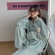 thumbnail image 2 of Conjunto de pijamas de 2 piezas para mujer, traje de casa de dibujos animados, cómodo, estampado a cuadros, Tops de manga larga, pantalones, ropa de estar por casa para primavera y otoño, 2 of 4