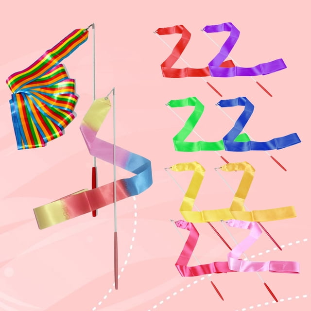 FELTECHELECTR 10Pcs Gym Ribbon Streamers for Chinese Dance Rhythmic Gymnastics and Marching Band