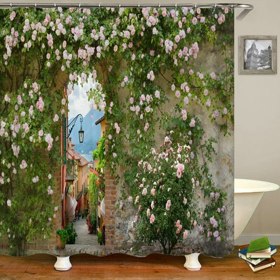 3D European rural Flower landscape printing bathroom waterproof shower curtain polyester bath curtain home decoration curtain