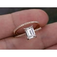 thumbnail image 4 of Vintage 2 Carat Emerald Cut Moissanite Diamond Halo Bridal Set In Rose Gold, 4 of 5