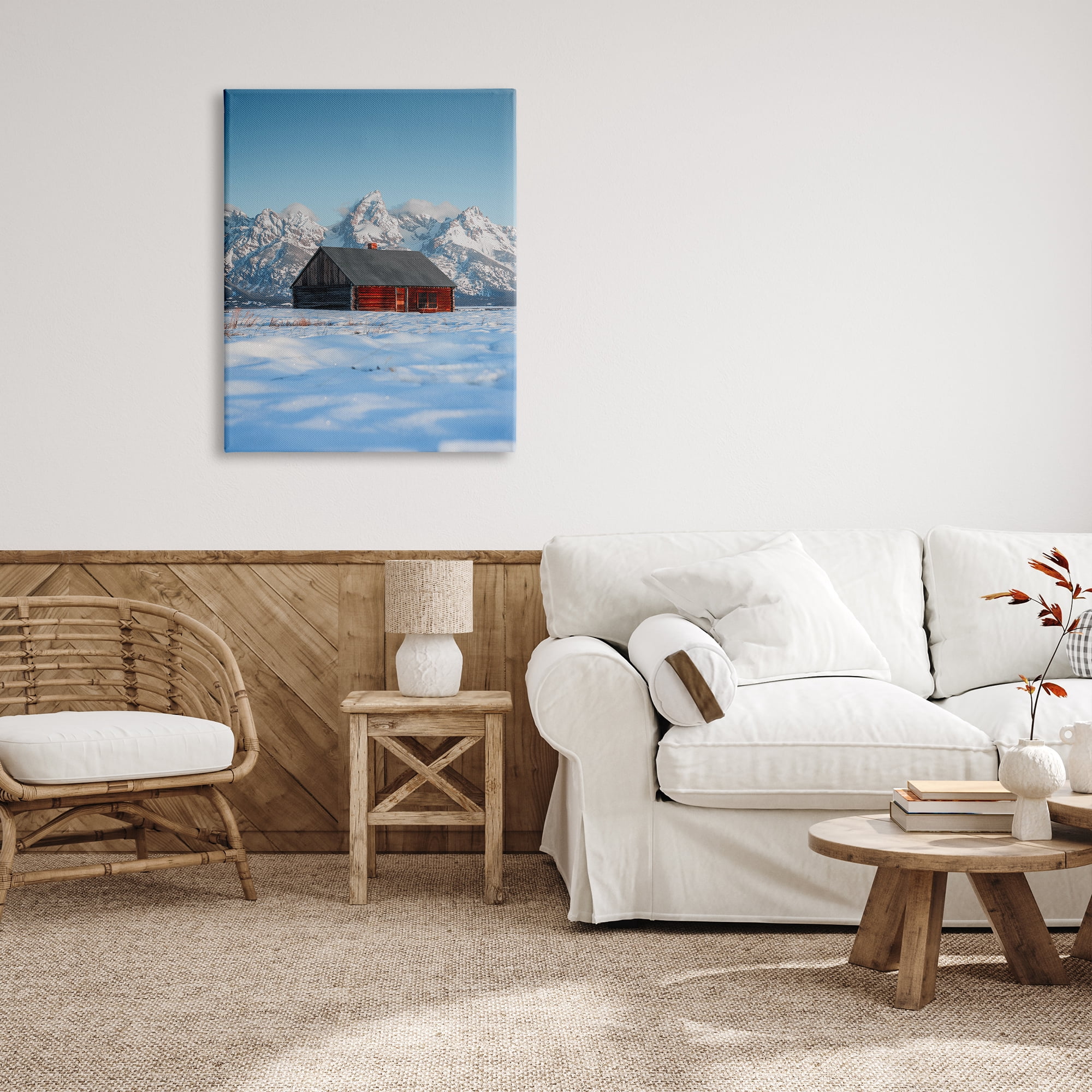 Stupell Industries Cabin in Snowy Mountains Landscape Photography Gallery Wrapped Canvas Art Print Wall Art, 30 x 40