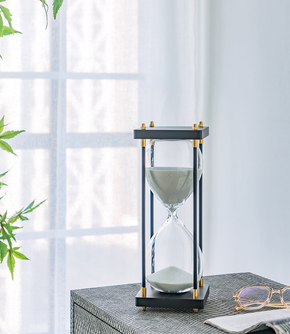 Hourglass With Wooden Frame, 4.3x4.3x12"