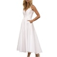 thumbnail image 2 of SMihono Robe d'Été Robe Formelle for Grande Taille pour Femme Women Sling Sans Manches Sexy Solide Décolleté Robe Ample, 2 of 8