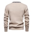thumbnail image 4 of GBSYEWXS Men Pullover Sweaters Outwear Long Sleeve V-Neck Cardigan Solid Color Autumn Beige Sweater, 4 of 6
