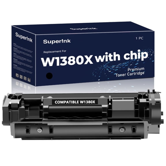Compatible HP 138X W1380X Black Toner Cartridge WITH CHIP by Superink