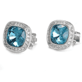 thumbnail image 5 of Yoursfs Blue Birthstone Clip on Earrings for Women Platinum Plated Princess Cut Big Rhinestone CZ Halo Clip Earrings Wedding Party Jewelry Gift, 5 of 6