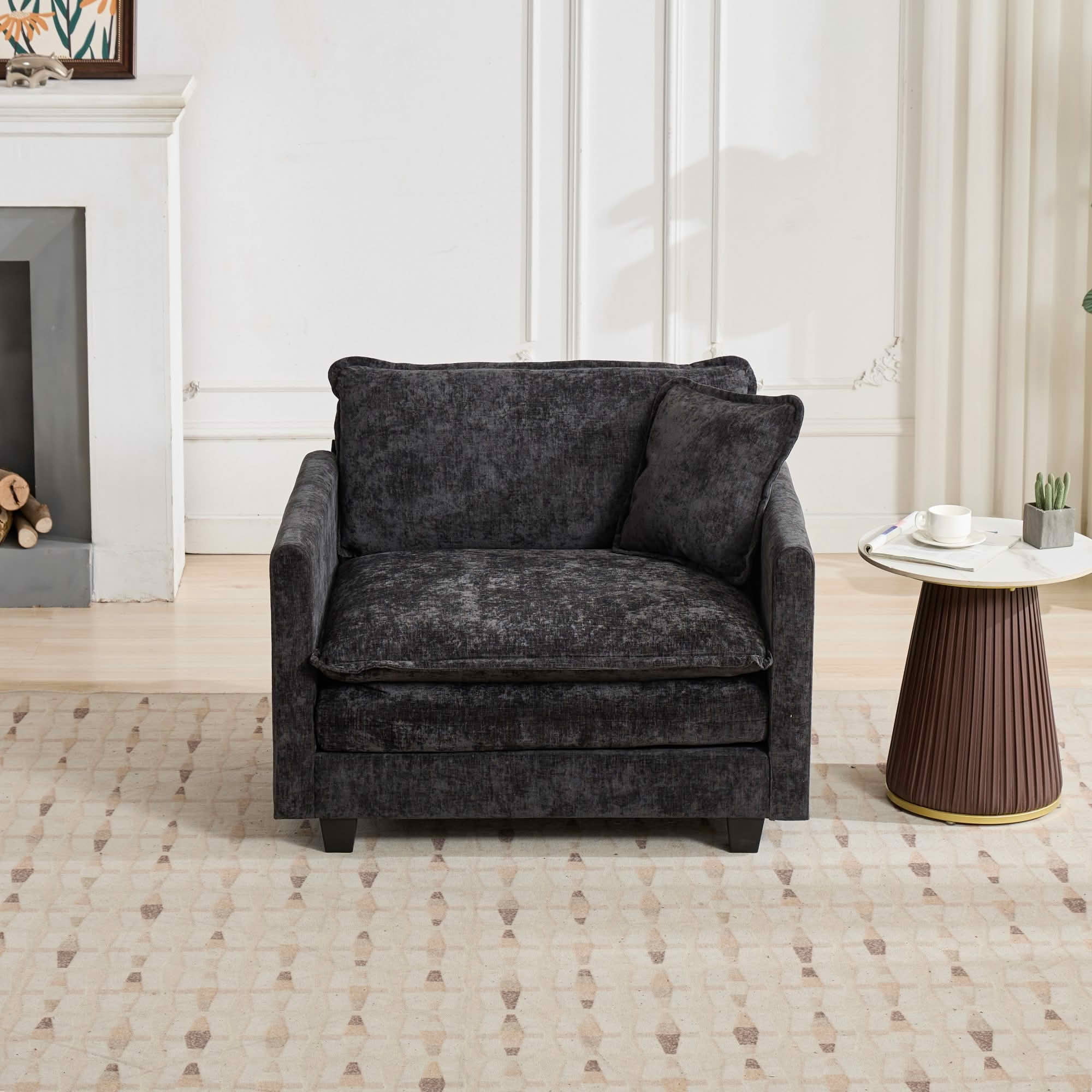 MAYEERTY 41.4 Inch Cloud Single‑Seat Modular Sectional Sofa, Soft Chenille Couch with Double‑Layer Seat Cushion for Home Apartment, Ottoman Not Included