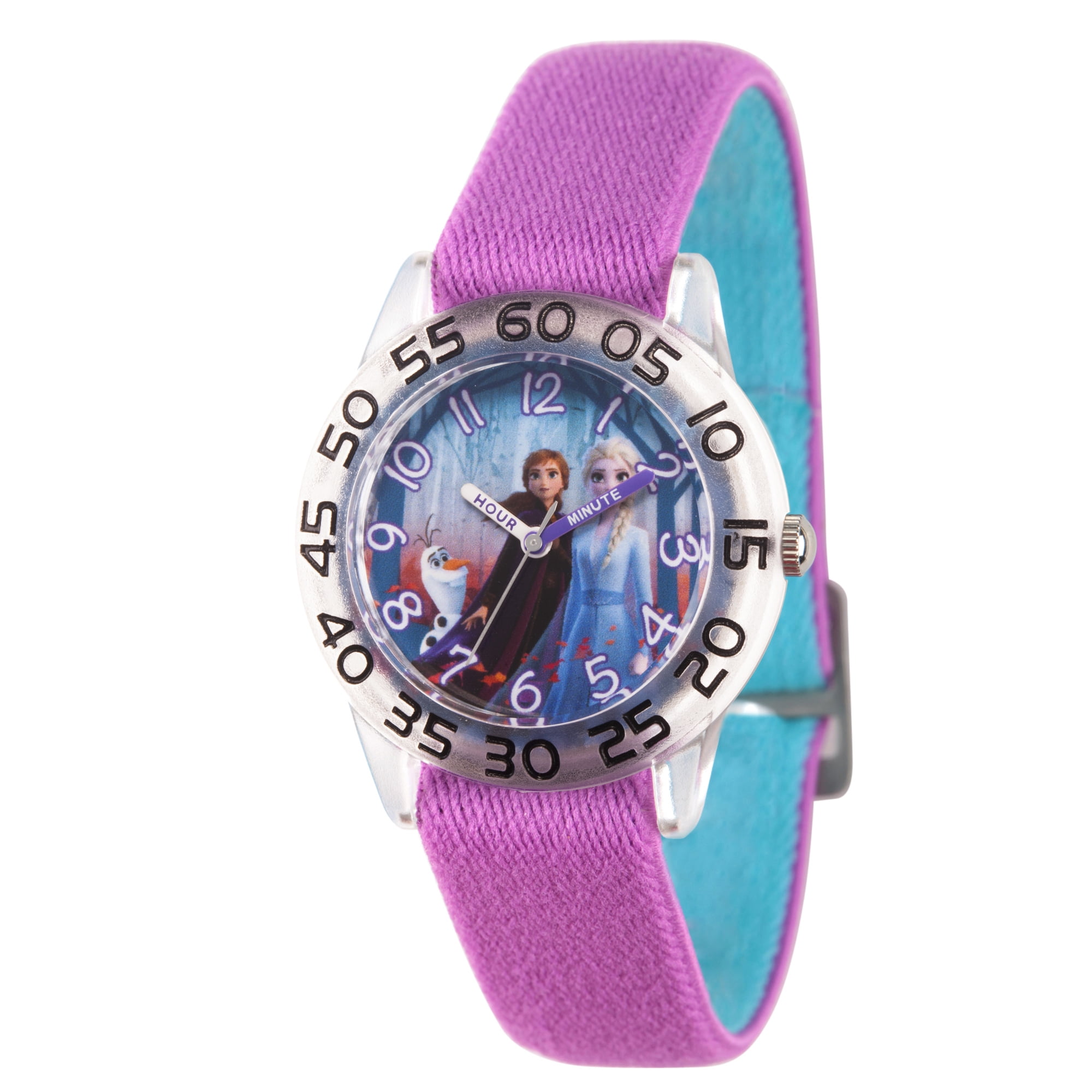 Disney Frozen 2 Elsa and Anna Girls' Clear Plastic Watch, 1-Pack