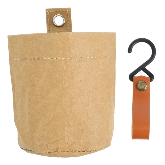 OUNONA Car Trash Can for Back Seat Foldable Cute Car Trash Bin Washable Kraft Paper Bag for Vehicle Car Trash Bag for Car Waste Management and Travel