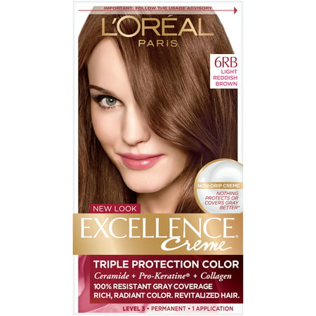 L'Oreal Paris Excellence Créme Permanent Triple Protection Hair Color, 6RB Light Reddish Brown, 1 (Best Red Hair Dye Without Bleaching)