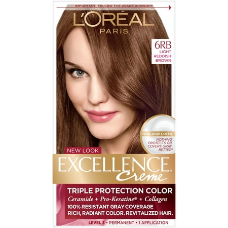 L'Oreal Paris Excellence Créme Permanent Triple Protection Hair Color, 6RB Light Reddish Brown, 1 (Best Way To Keep Red Hair Color From Fading)