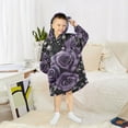 thumbnail image 6 of FORMRS Wearable Blanket Hoodie with Sleeves for Kids Cozy Flannel Sweatshirt, Purple Roses, 6 of 7