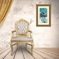 thumbnail image 3 of Villa, Milli 18x32 Gold Ornate Wood Framed with Double Matting Museum Art Print Titled - Floral Teal Blue Three, 3 of 4