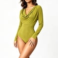 thumbnail image 2 of Neewe Women's Long Sleeve Shapewear Bodysuit for Tummy Control Seamless Body Suits Thong V Neck Going Out Tops, 2 of 7