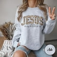 thumbnail image 2 of Christian Jesus Sweatshirt, Cheetah Print Bible Verse Tshirt, Trendy Faith Apparel Gift, Jesus Loves You, The Way The Truth The Life, 2 of 5