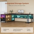 thumbnail image 5 of 71" L Shaped Executive Desk, Large Office Desk with Widen File Drawers and Power Outlets, Reversible Computer Desk Corner Desk with Storage Shelves, Walnut, 5 of 8