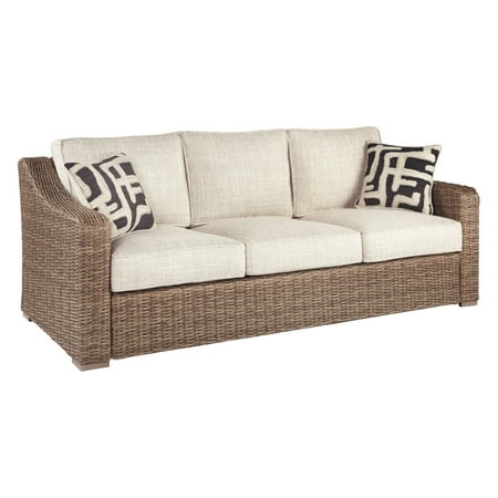 Signature Design by Ashley Beachcroft Wicker Outdoor Sofa with Cushion