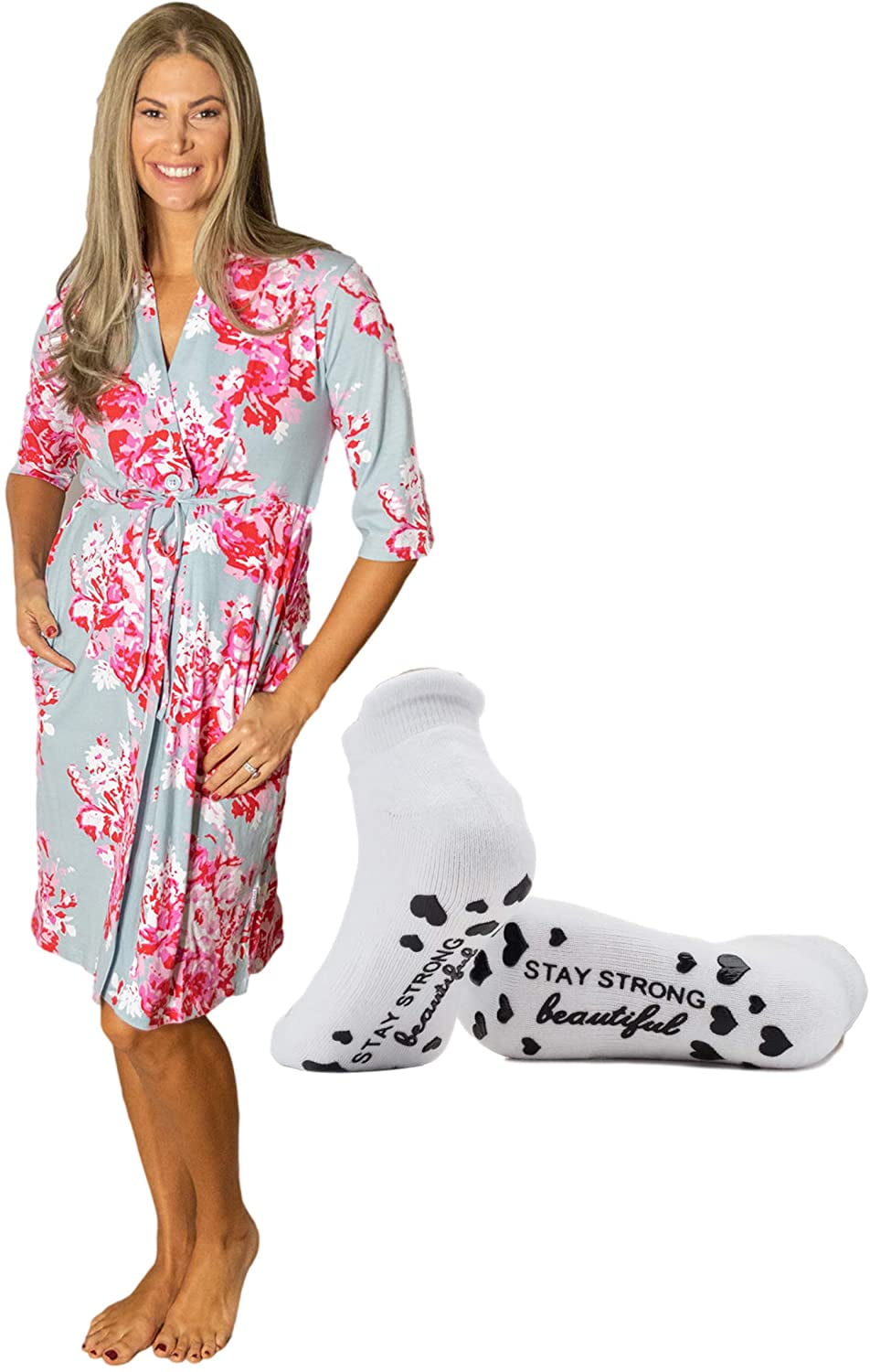 Gownies Post Surgery Recovery Robe & Motivational Socks/Mastectomy