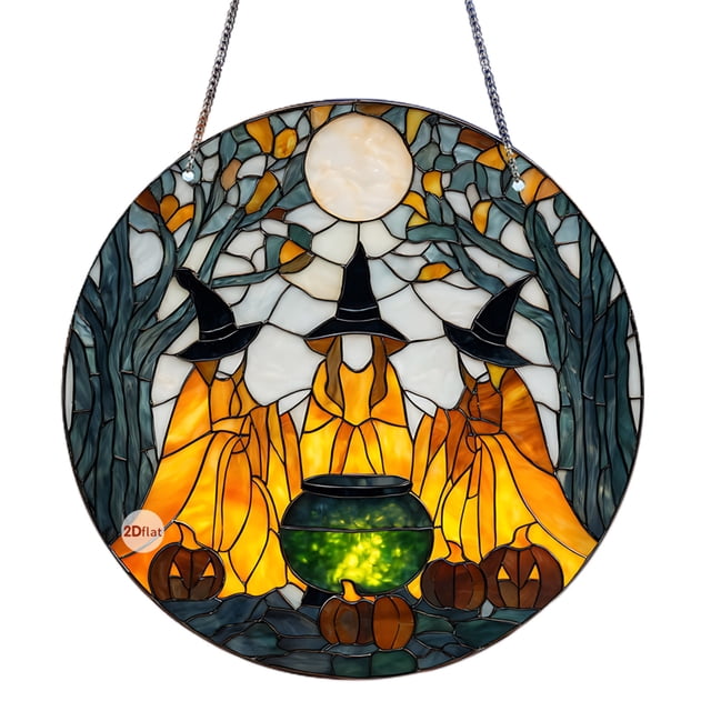 Gothic Halloween Skeleton Stained Glass Style Acrylic Window Hanging Ornament Colorful Decorative Pendant For Seasonal