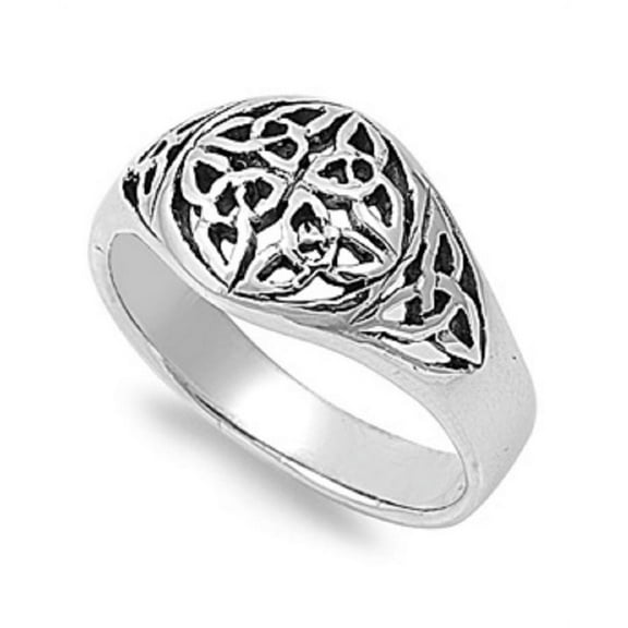 925 Sterling Silver Six Wiccan Triquetra Ring Size 10