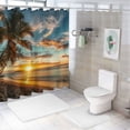 thumbnail image 7 of Orinice Palm Trees Sunset Beach Bathroom Decor Set - Colorful Luxurious Print Polyester Fabric Shower Curtain Set with Hooks 36x72, 7 of 7