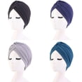 thumbnail image 2 of 2Pcs/4Pcs Women's Cotton Turban Head Wrap Cancer Chemo Beanies Cap Headwear Cap Bonnet Hair Loss Hat, 2 of 8
