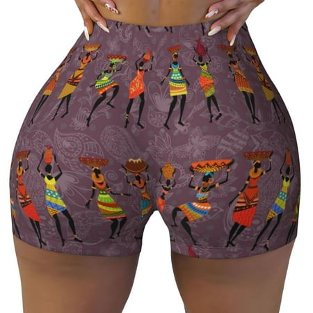 Workout Shorts Women  African Women Biker Shorts for Women Running Gym Spandex Shorts Tummy Control