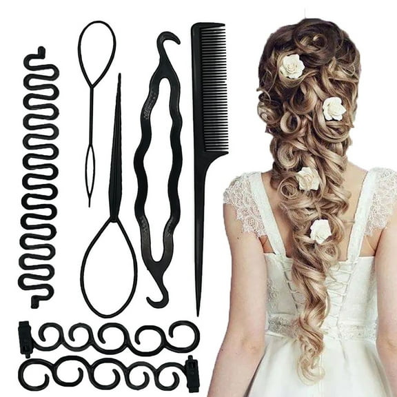 Teissuly Hair Braiding Tools 7 Piece Set Comb Hair Band Ball Artifact