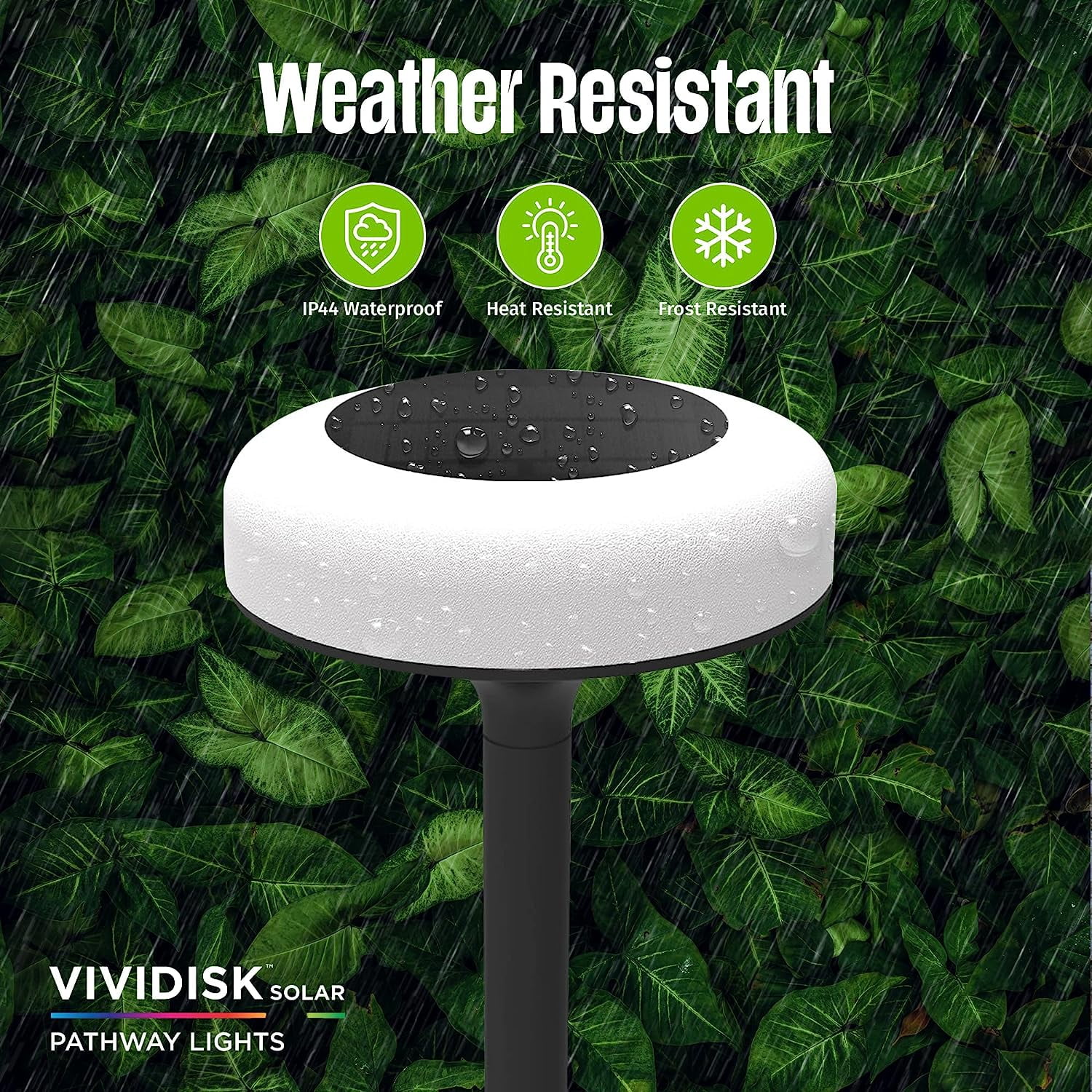 Bell and Howell Color Disk Lights Solar Pathway LED Lights Auto On/Off Solar Outdoor Lights