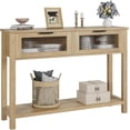 thumbnail image 3 of Entryway Table with 2 Drawers Storage Shelve , Narrow Console Table with Glass-Front Drawers,for Entryway Farmhouse Hallway Tables,Beige, 3 of 5