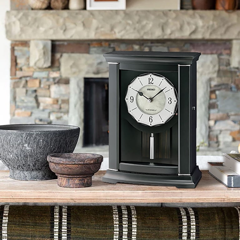 Seiko Jolie Mantel Clock, Black Analog, Mother of Pearl, QXW250KLH