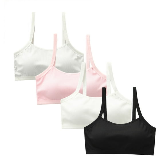 Sport Crop Cami Bras 10-15 Teen Student for Teens & Big Girls Sports Training Bras Elastic Shoulder Straps Adjustable Straps Fixed Pads