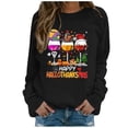thumbnail image 2 of WEIWEN Happy Hallothanksmas Halloween Sweatshirts for Women Thanksgiving Christmas Graphic Fall Sweaters for Women Dressy Casual Long Sleeve Outfits Women's Clothing Black, XL, 2 of 5