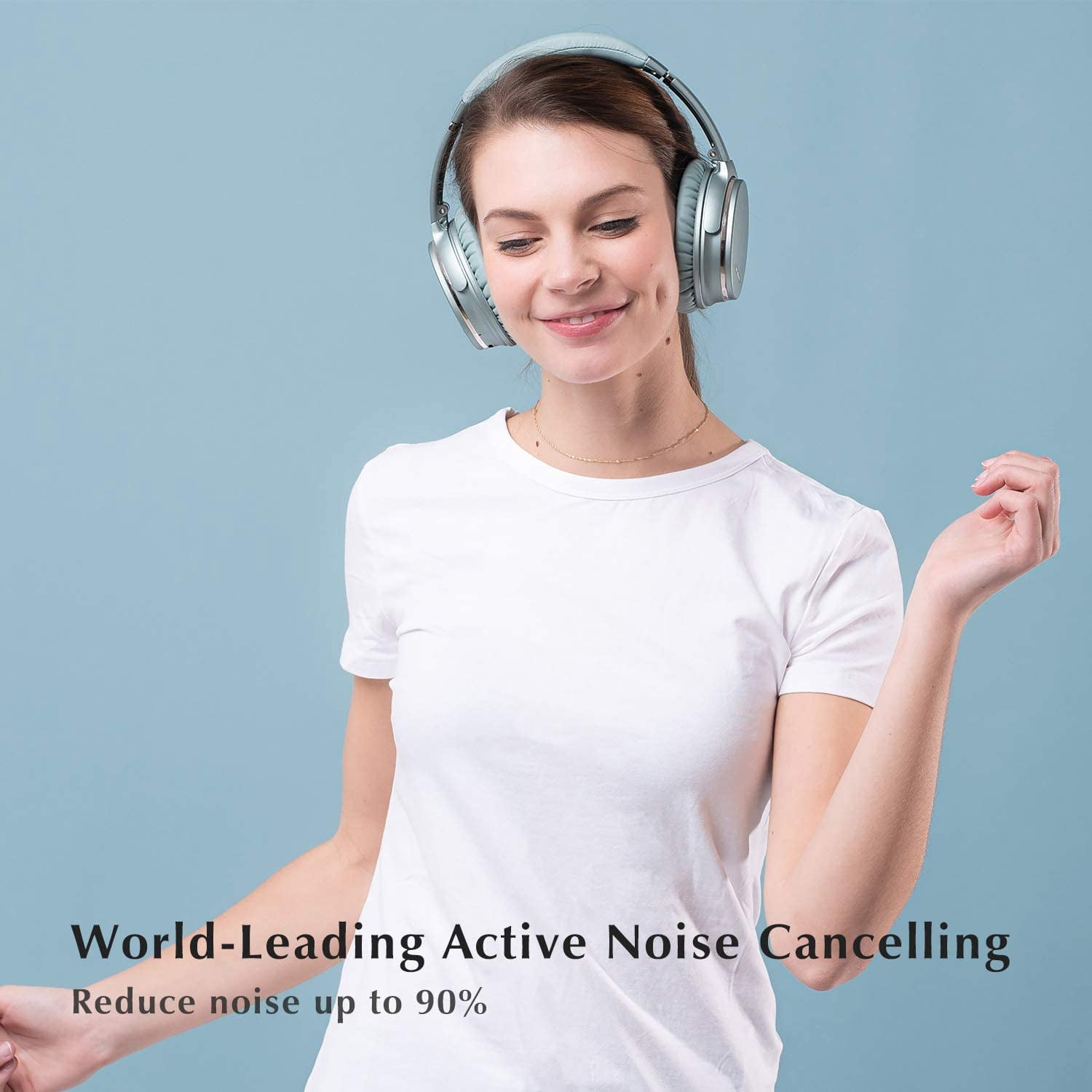 Restored Srhythm NC35 Noise Cancelling Headphones Wireless Bluetooth 5.3, Lightweight Over-ear Headphones with Microphones, 50+ Hours’ Playtime, Fast Charge (Refurbished)