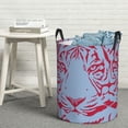 thumbnail image 6 of ZICANCN Laundry Basket Organizer, Tiger Art Pattern Blue Red Collapsible Hamper for Bathroom Bedroom Laundry Room, Small Size, 6 of 7