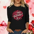 thumbnail image 5 of FMFYFH Hauts de la Saint-Valentin à Manches 3/4 pour Femmes, T-Shirts à Col Rond, Tunique Ample Décontractée, 5 of 5